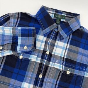 LRL Lauren Jeans Co. Ralph Lauren Blue Plaid‎ Button Up Shirt Women's Small